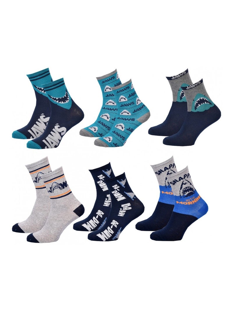 Chaussettes Pack Garçon JAWS - Pack de 6 Bleu Bleu marine Gris - Kiabi