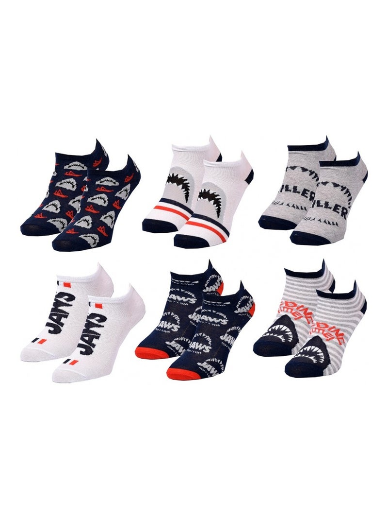 Chaussettes Pack Garçon JAWS - Pack de 6 Noir Blanc Gris Rouge - Kiabi