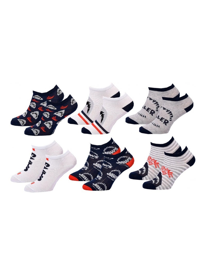 Chaussettes Pack Garçon JAWS - Pack de 6 Noir Blanc Gris Rouge - Kiabi