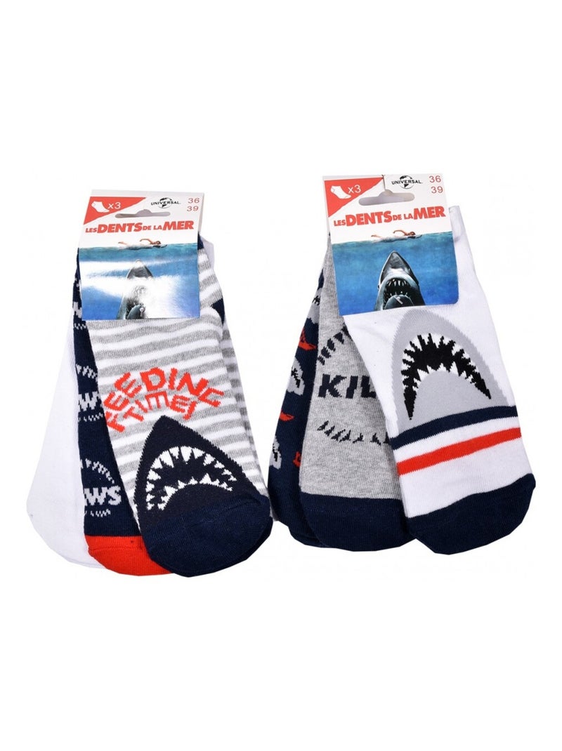 Chaussettes Pack Garçon JAWS - Pack de 9 Noir Blanc Gris Rouge - Kiabi