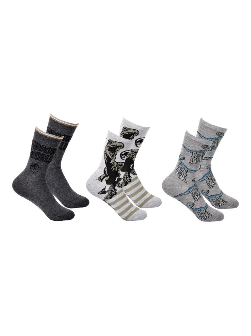 Chaussettes Pack Garçon JURASSIC WORLD - Pack de 3 Gris Multicolore Gris - Kiabi