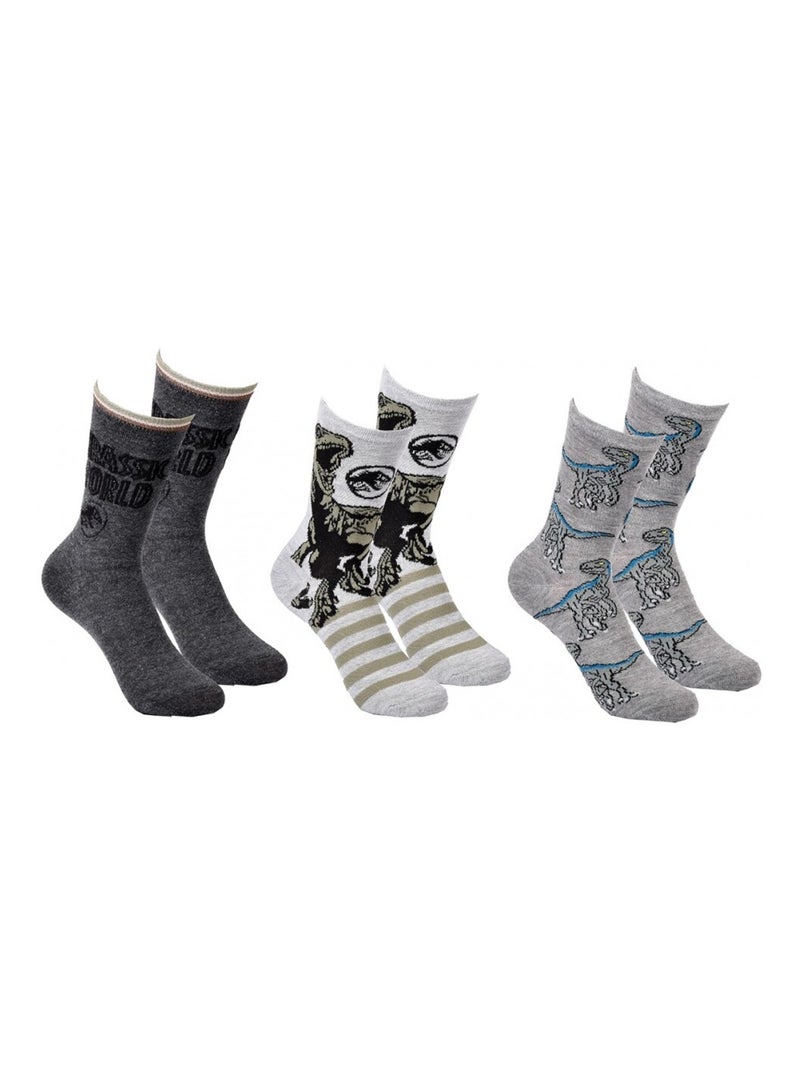 Chaussettes Pack Garçon JURASSIC WORLD - Pack de 3 Gris Multicolore Gris - Kiabi