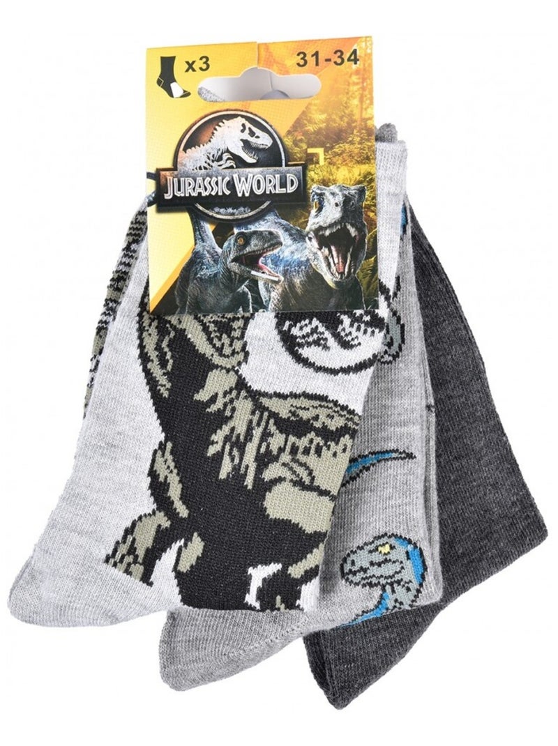 Chaussettes Pack Garçon JURASSIC WORLD - Pack de 3 Gris Multicolore Gris - Kiabi