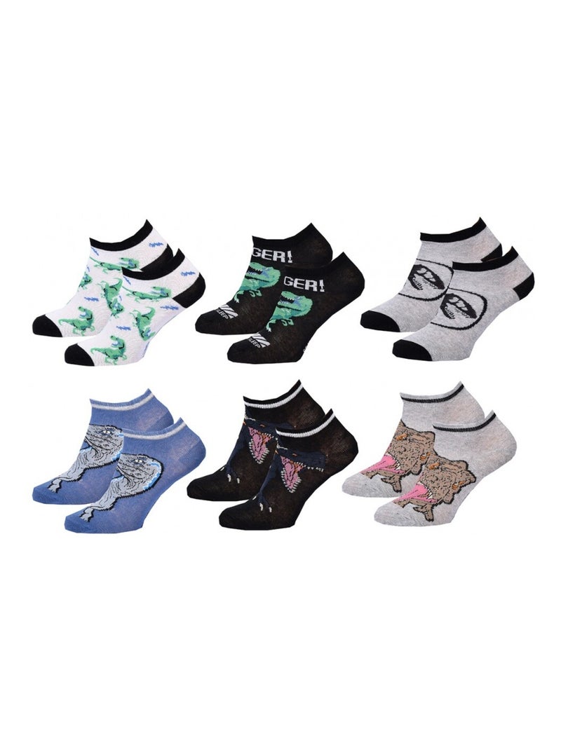 Chaussettes Pack Garçon JURASSIC WORLD - Pack de 6 Blanc Noir Gris - Kiabi
