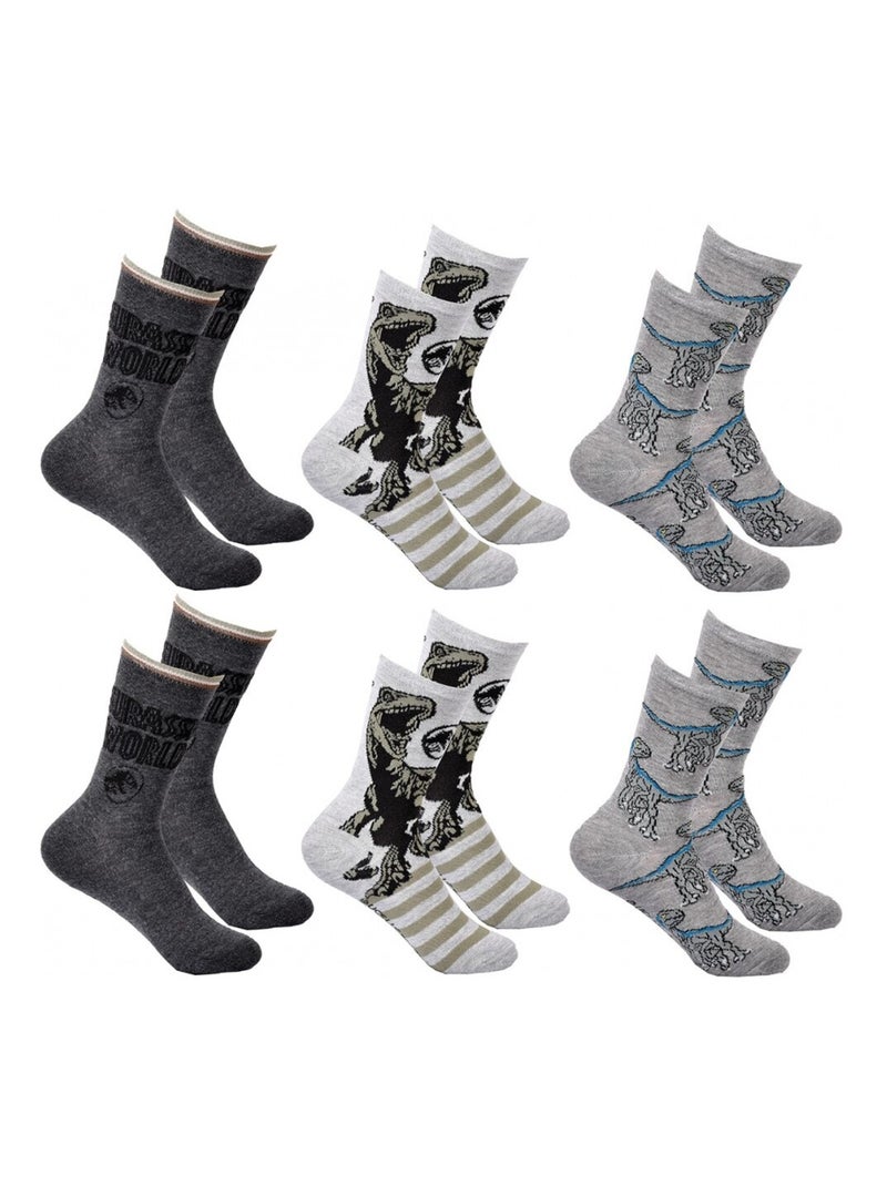 Chaussettes Pack Garçon JURASSIC WORLD - Pack de 6 Gris Multicolore Gris - Kiabi