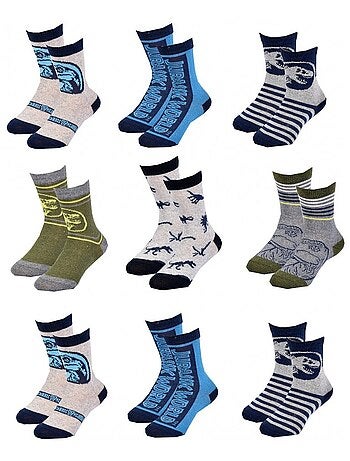 Chaussettes Pack Garçon JURASSIC WORLD - Pack de 9
