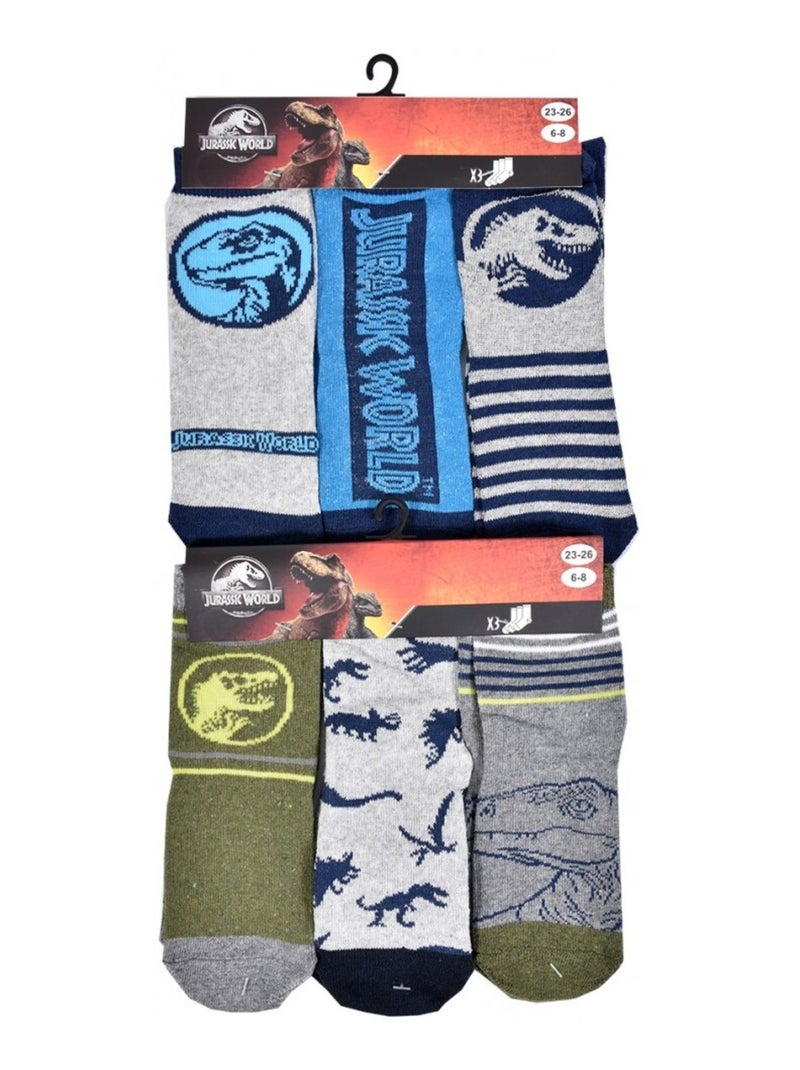 Chaussettes Pack Garçon JURASSIC WORLD - Pack de 9 Bleu Gris clair Gris - Kiabi