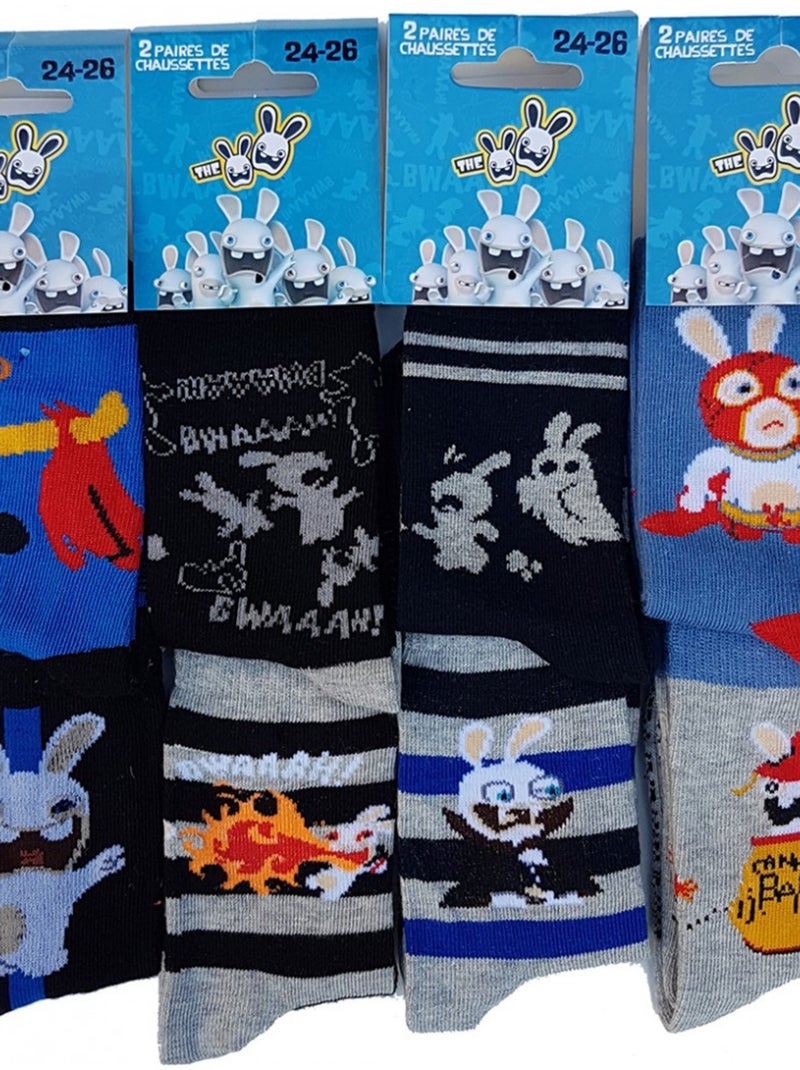 Chaussettes Pack Garçon LAPINS CRETINS - Pack de 9 Gris Bleu marine Bleu - Kiabi