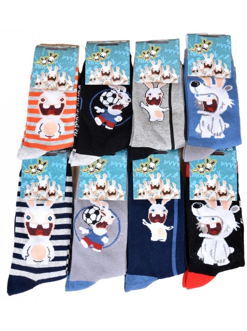 Chaussettes Pack Garçon LAPINS CRETINS - Pack de 9 Gris Bleu marine Bleu - Kiabi