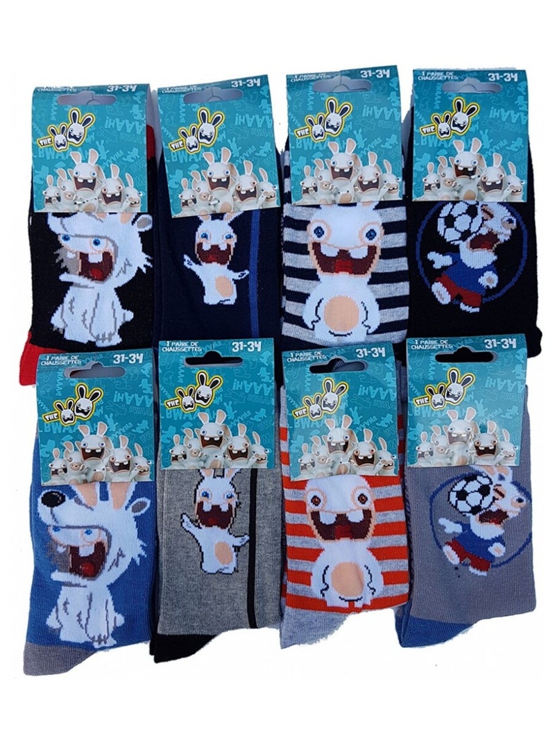 Chaussettes Pack Garçon LAPINS CRETINS - Pack de 9 Gris Bleu marine Bleu - Kiabi