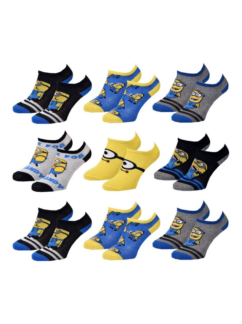 Chaussettes Pack Garçon LES MINIONS - Pack de 9 Bleu Jaune Noir - Kiabi