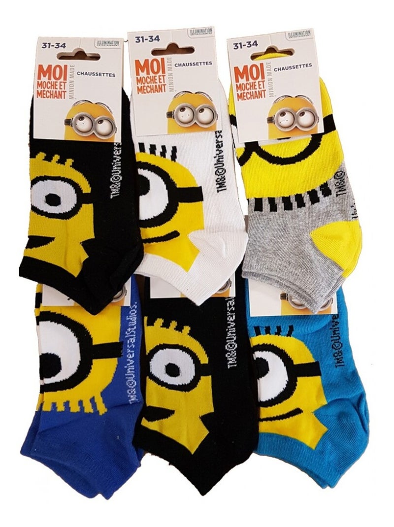 Chaussettes Pack Garçon LES MINIONS - Pack de 9 Bleu Jaune Noir - Kiabi