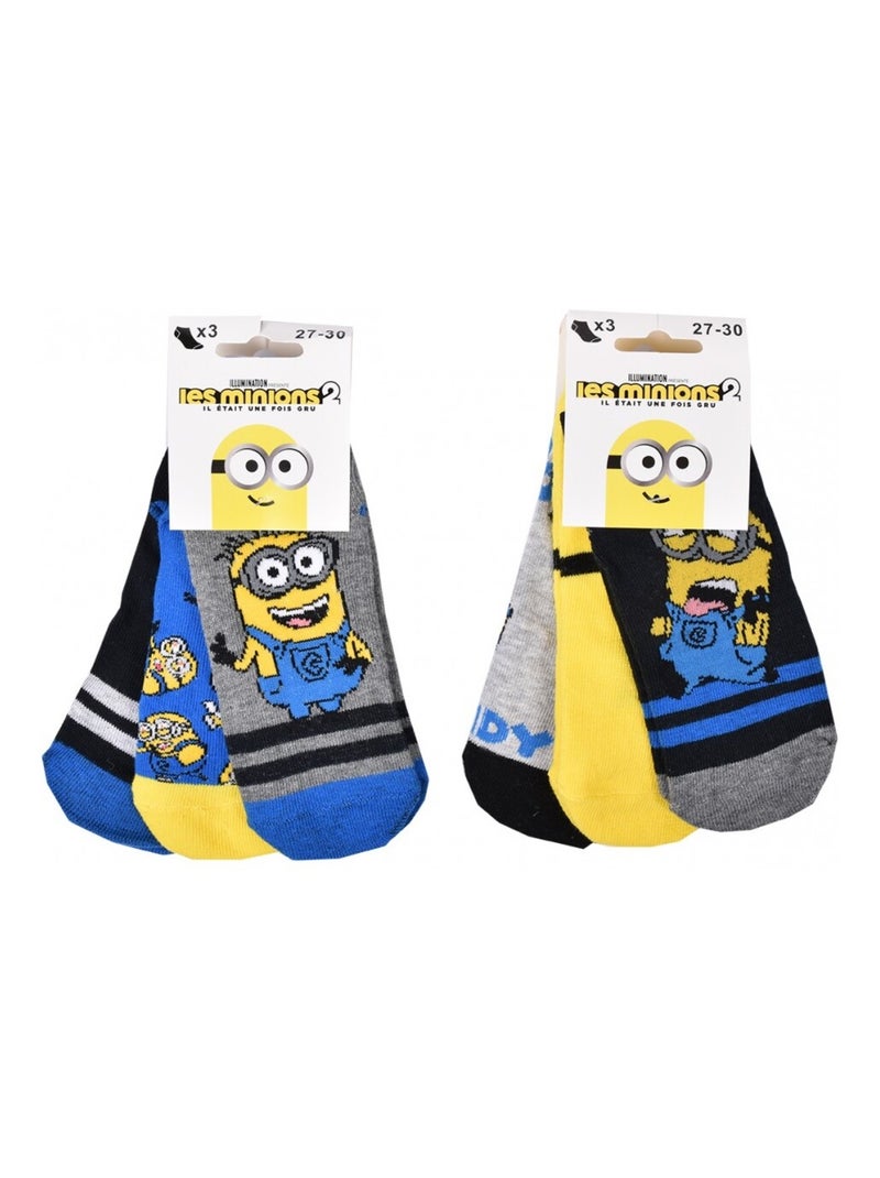 Chaussettes Pack Garçon LES MINIONS - Pack de 9 Bleu Jaune Noir - Kiabi