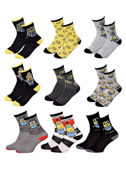 Chaussettes Pack Garçon LES MINIONS - Pack de 9 - Kiabi