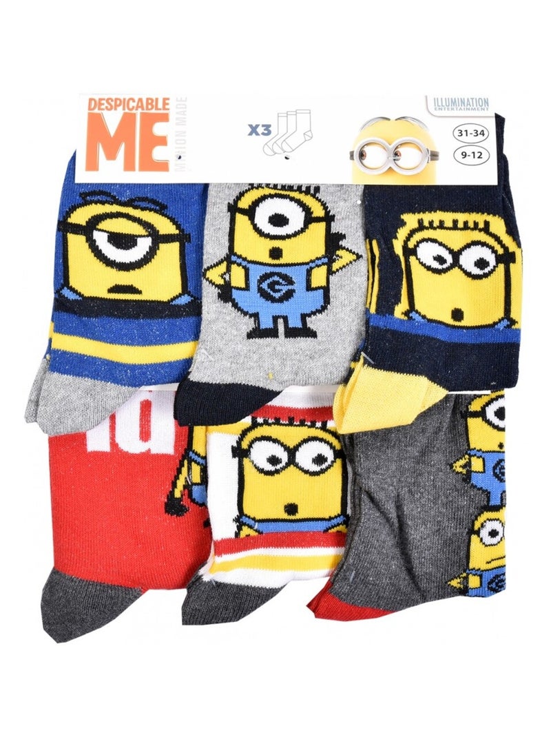 Chaussettes Pack Garçon LES MINIONS - Pack de 9 Gris Jaune Noir - Kiabi