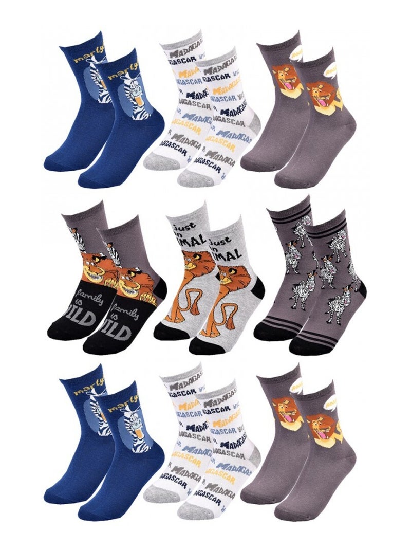 Chaussettes Pack Garçon MADAGASCAR - Pack de 9 Bleu Gris anthracite Noir - Kiabi