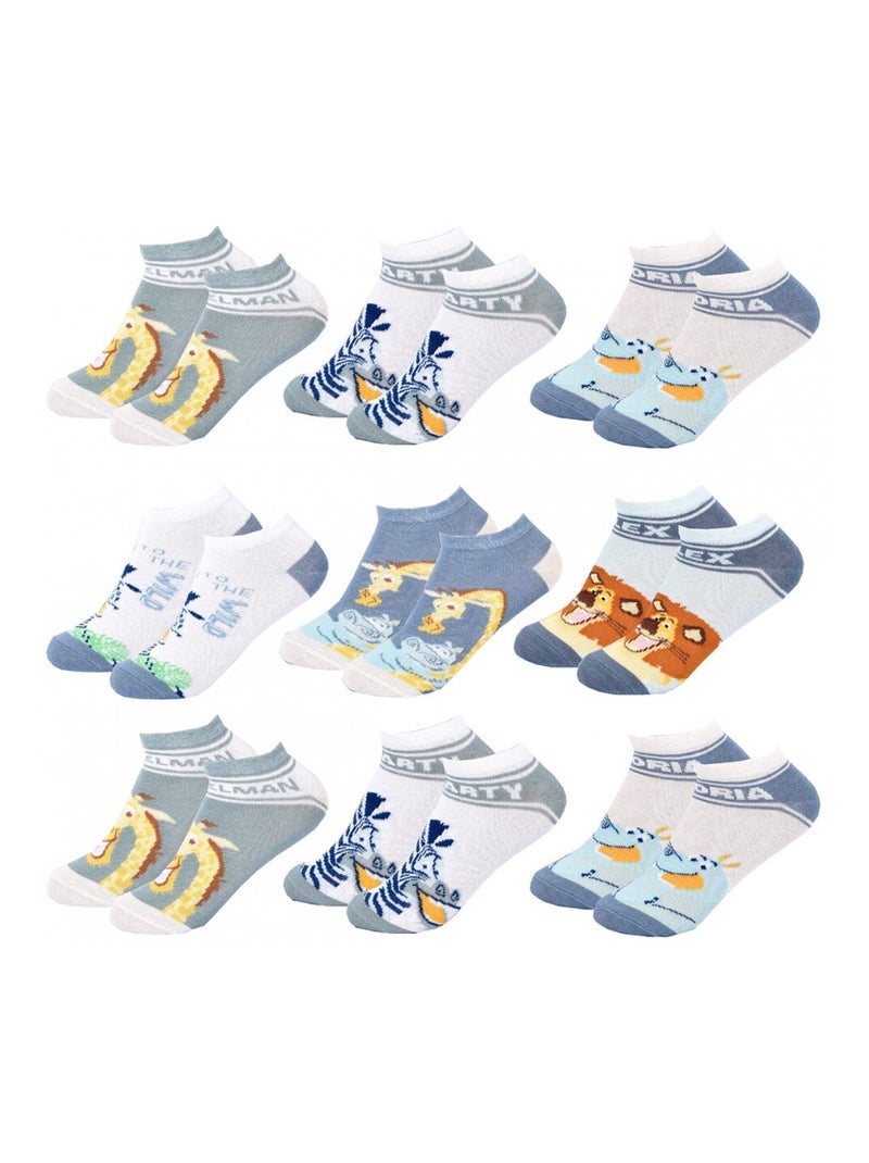 Chaussettes Pack Garçon MADAGASCAR - Pack de 9 Gris Bleu ciel Blanc - Kiabi