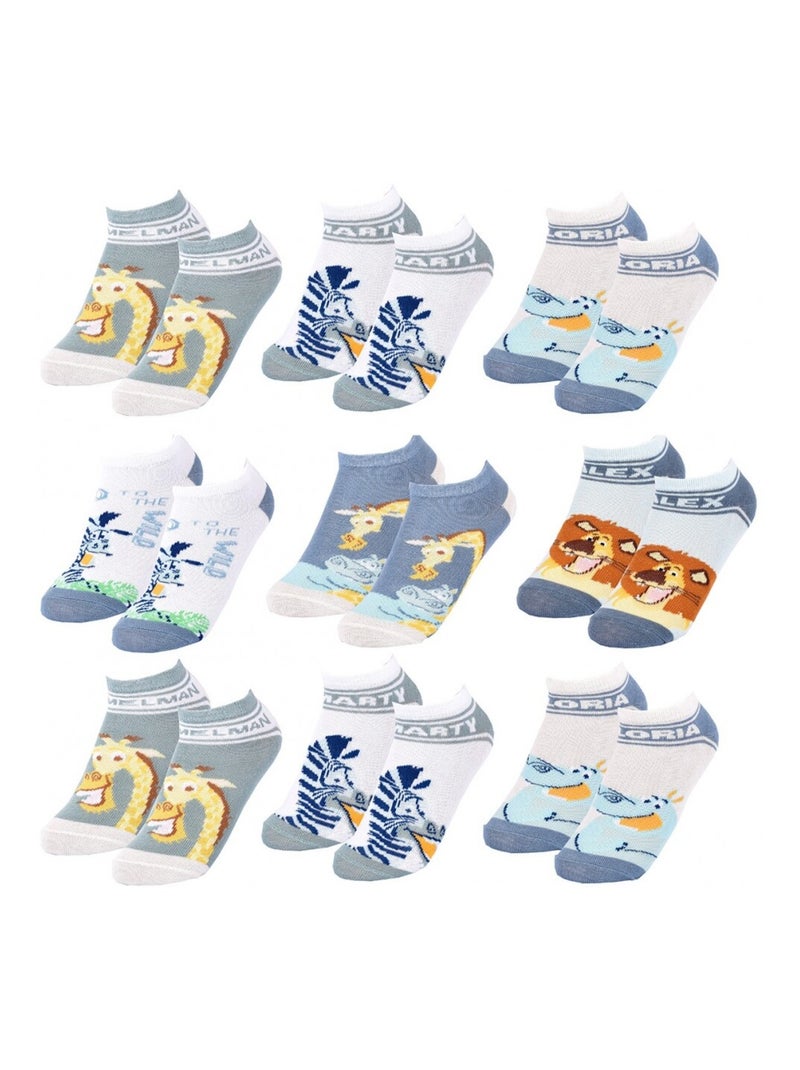 Chaussettes Pack Garçon MADAGASCAR - Pack de 9 Gris Bleu ciel Blanc - Kiabi