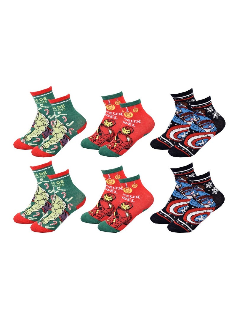 Chaussettes Pack Garçon MARVEL AVENGERS Pack de 6 Paires Bleu Rouge - Kiabi