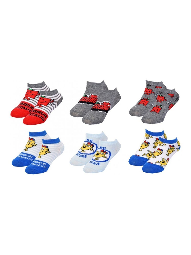 Chaussettes Pack Garçon MONSIEUR MADAME - Pack de 6 Blanc Jaune Gris - Kiabi