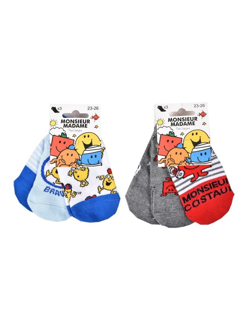 Chaussettes Pack Garçon MONSIEUR MADAME - Pack de 6 Blanc Jaune Gris - Kiabi