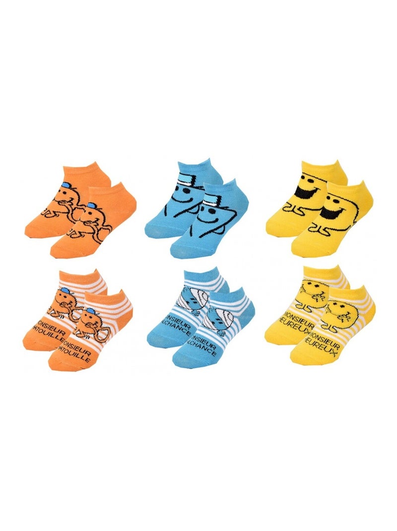 Chaussettes Pack Garçon MONSIEUR MADAME - Pack de 6 Bleu Orange clair - Kiabi