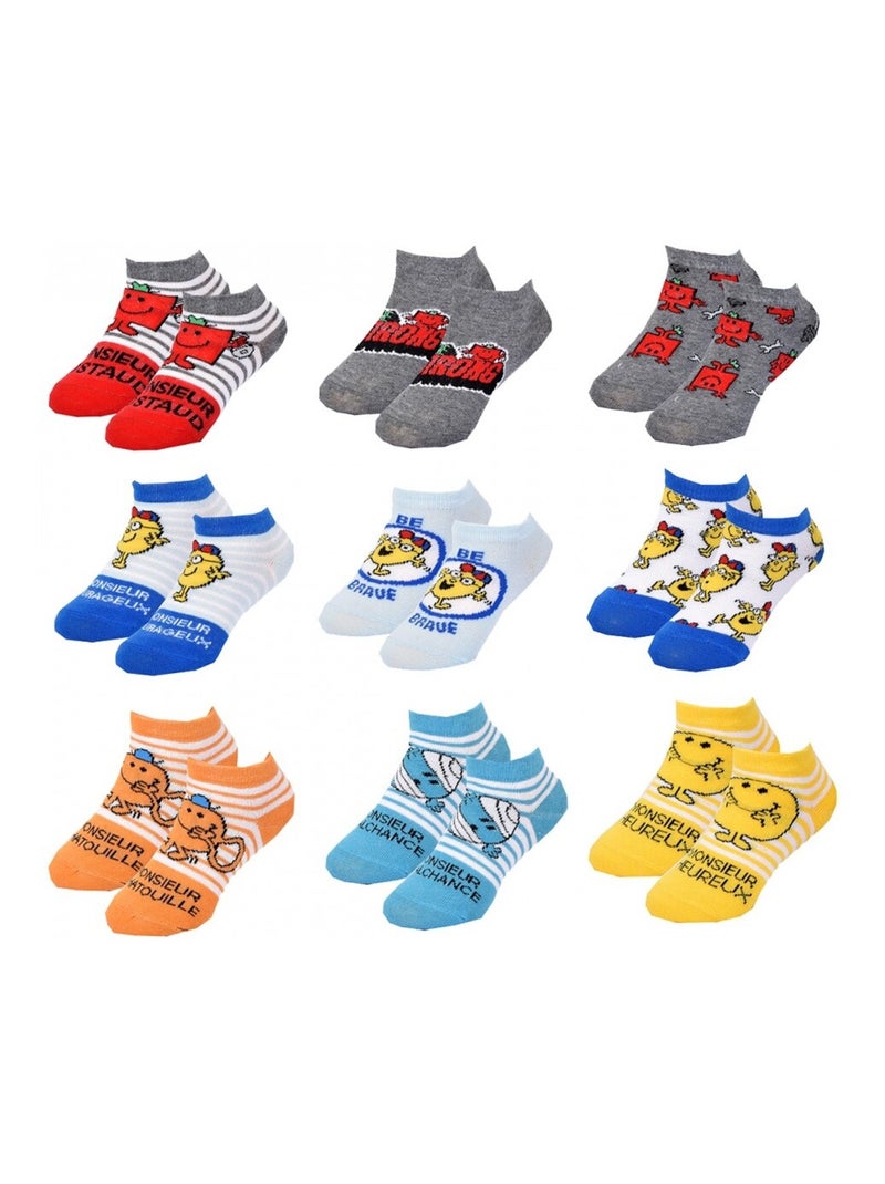 Chaussettes Pack Garçon MONSIEUR MADAME - Pack de 9 Blanc Multicolore Gris - Kiabi