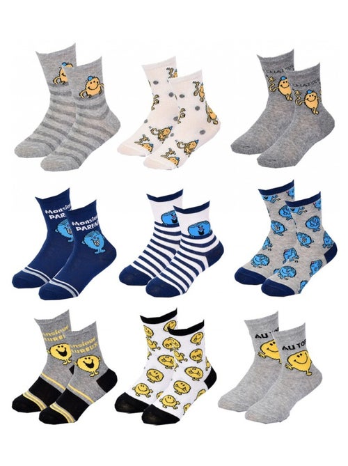 Chaussettes Pack Garçon MONSIEUR MADAME - Pack de 9 - Kiabi