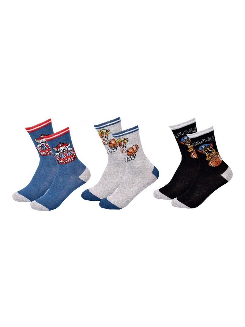Chaussettes Pack Garçon PAT PATROUILLE - Pack de 3 Bleu Noir Gris - Kiabi