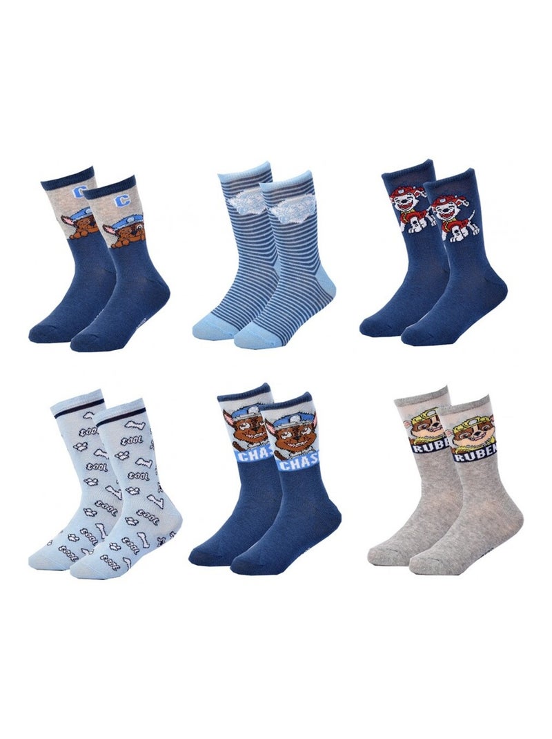 Chaussettes Pack Garçon PAT PATROUILLE - Pack de 6 Bleu Bleu Gris - Kiabi