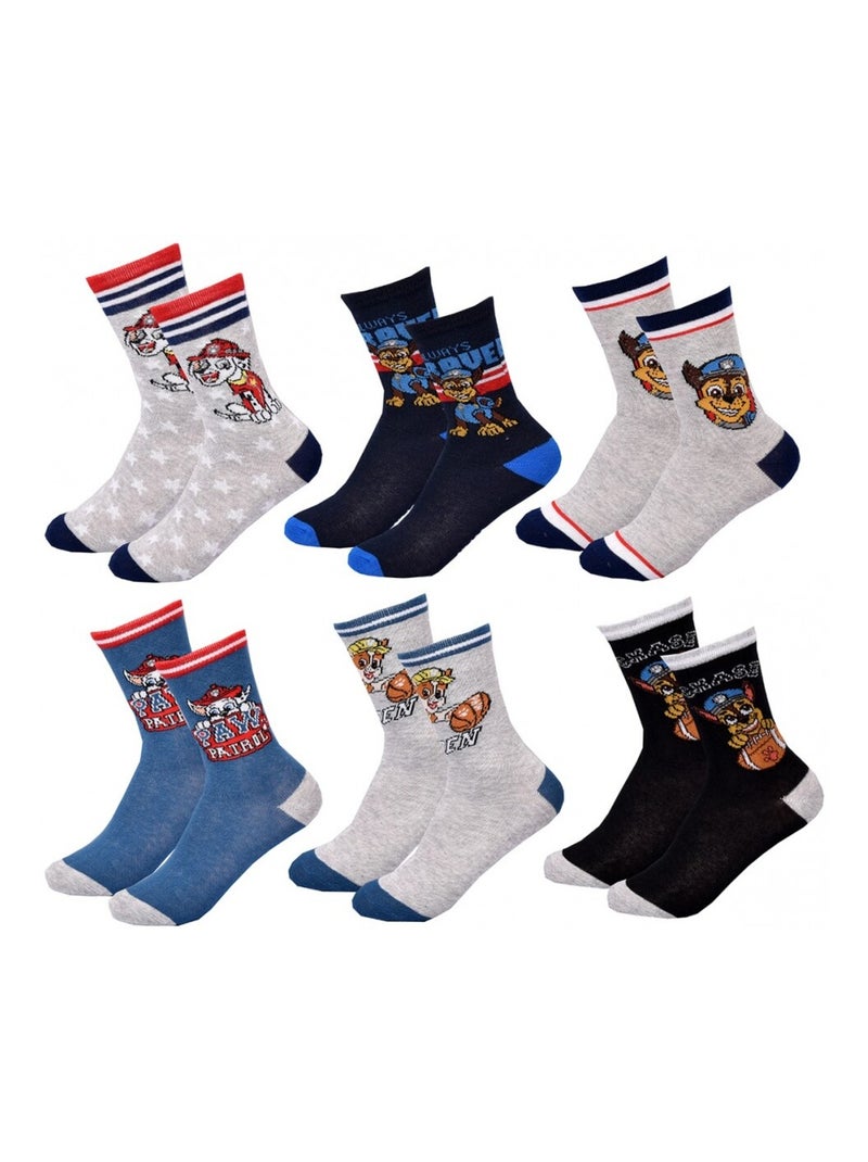 Chaussettes Pack Garçon PAT PATROUILLE - Pack de 6 Gris Bleu ciel Noir - Kiabi