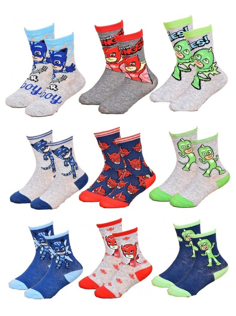 Chaussettes Pack Garçon PYJAMASQUE - Pack de 9 Bleu Gris clair Blanc - Kiabi