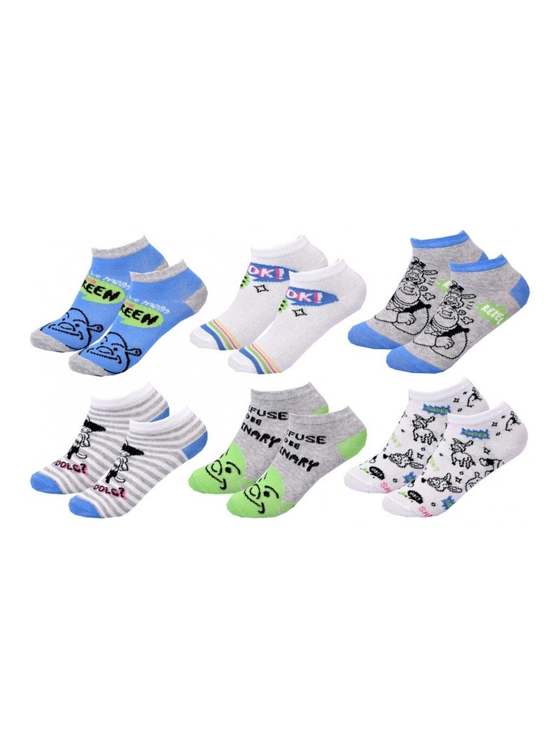 Chaussettes Pack Garçon SHREK - Pack de 6 Bleu Blanc Gris - Kiabi