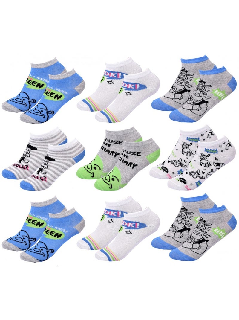 Chaussettes Pack Garçon SHREK - Pack de 9 Bleu Blanc Noir Gris - Kiabi