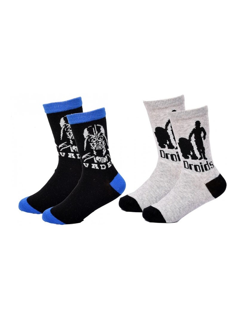 Chaussettes Pack Garçon STAR WARS - Pack de 2 Noir Bleu Gris - Kiabi