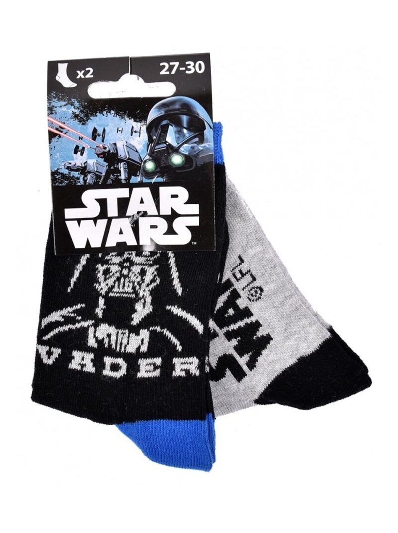 Chaussettes Pack Garçon STAR WARS - Pack de 2 Noir Bleu Gris - Kiabi