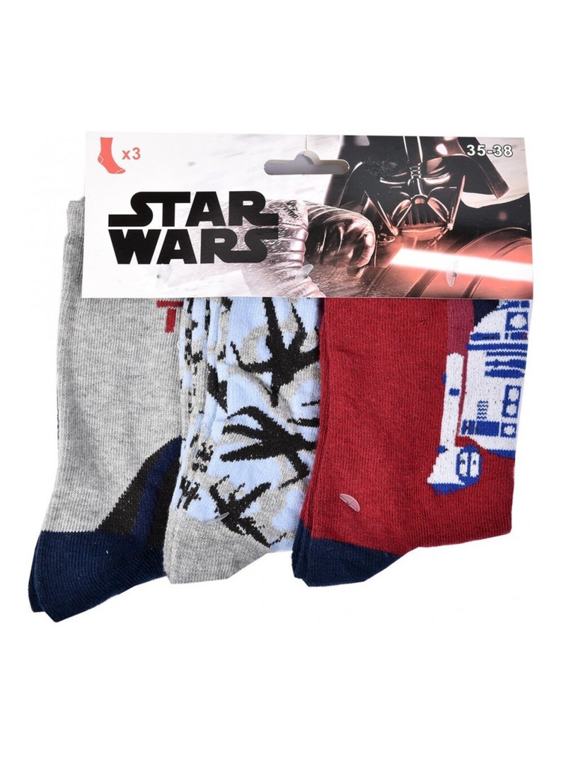 Chaussettes Pack Garçon STAR WARS - Pack de 3 Gris Bordeaux Gris - Kiabi