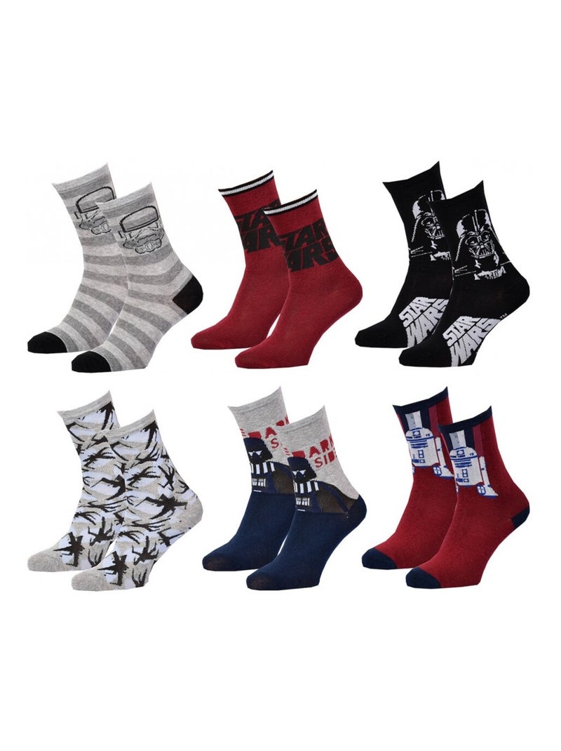 Chaussettes Pack Garçon STAR WARS - Pack de 6 Gris Bordeaux Noir - Kiabi