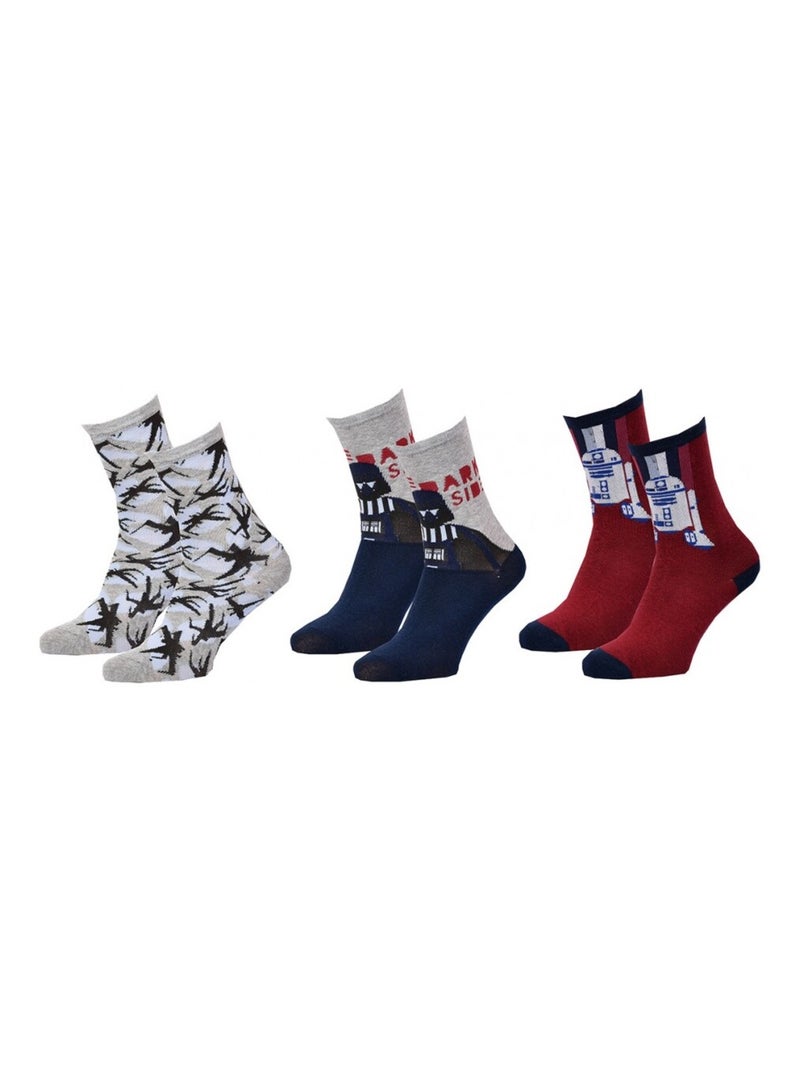 Chaussettes Pack Garçon STAR WARS - Pack de 6 Gris Bordeaux Noir - Kiabi