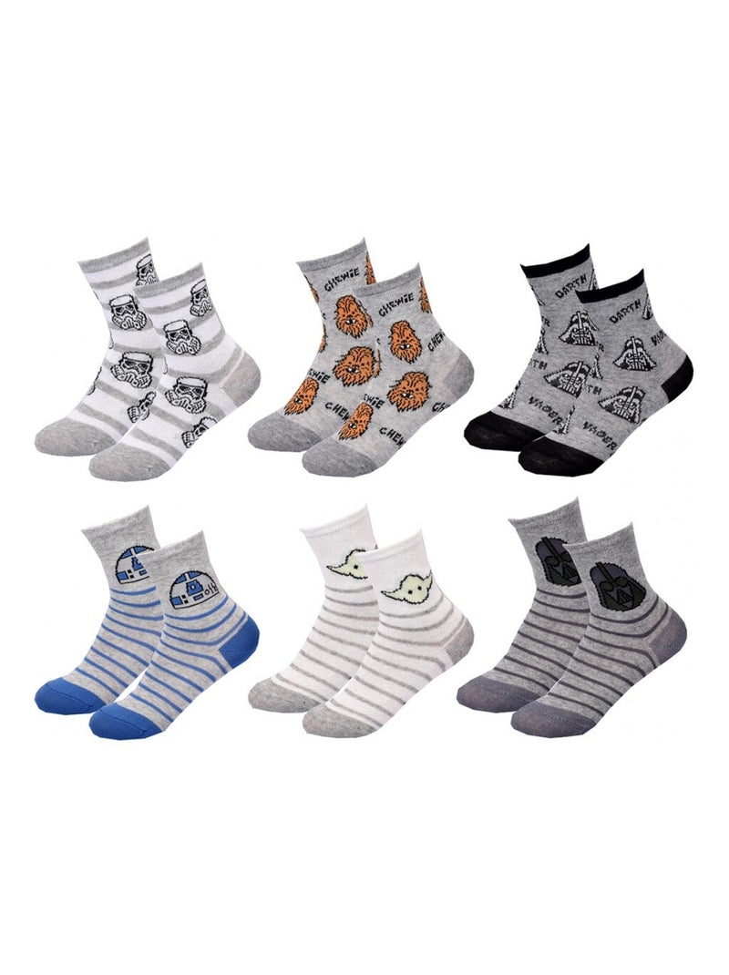 Chaussettes Pack Garçon STAR WARS - Pack de 6 Gris Gris clair Bleu - Kiabi
