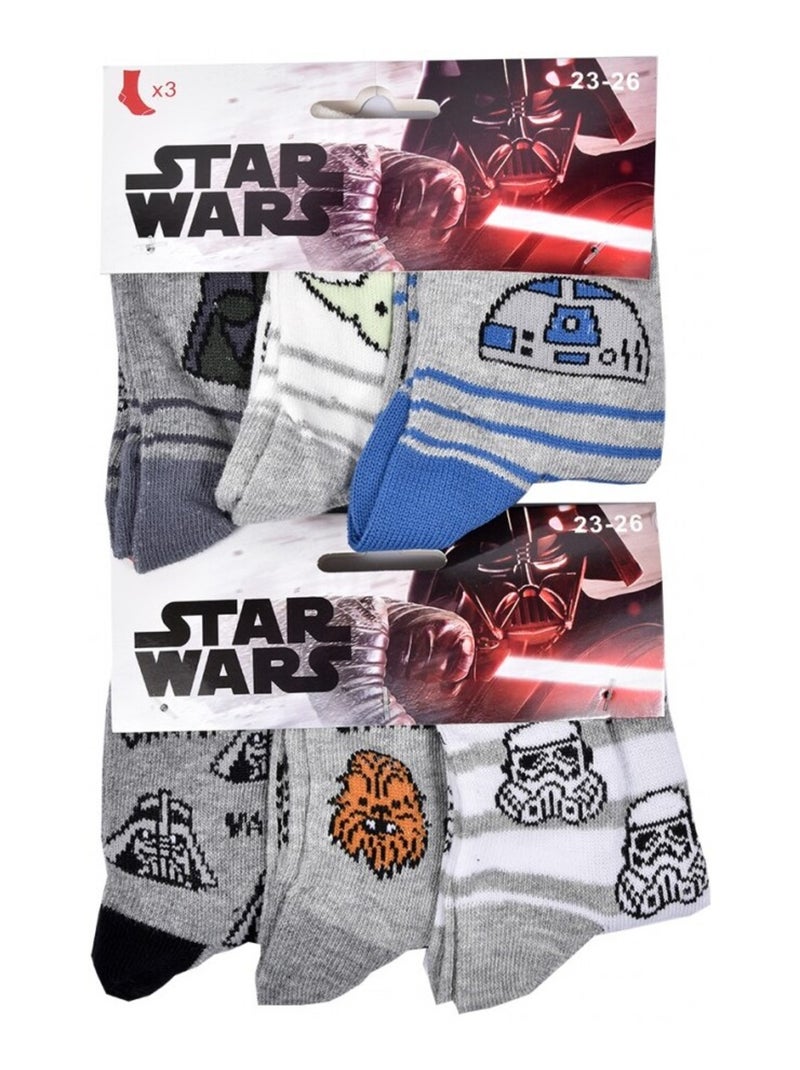 Chaussettes Pack Garçon STAR WARS - Pack de 6 Gris Gris clair Bleu - Kiabi