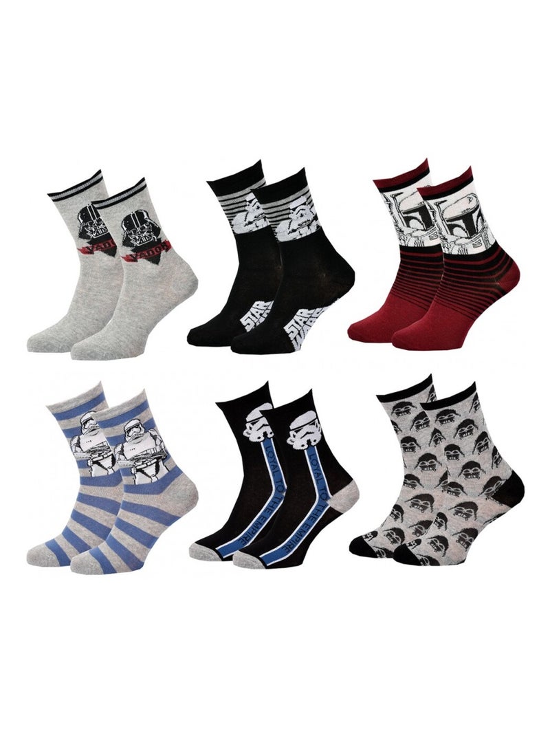 Chaussettes Pack Garçon STAR WARS - Pack de 6 Gris Multicolore Noir - Kiabi