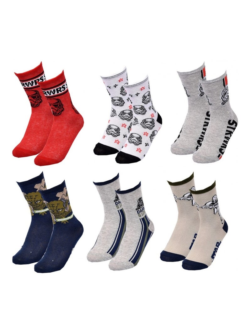 Chaussettes Pack Garçon STAR WARS - Pack de 6 Gris Rouge Blanc - Kiabi