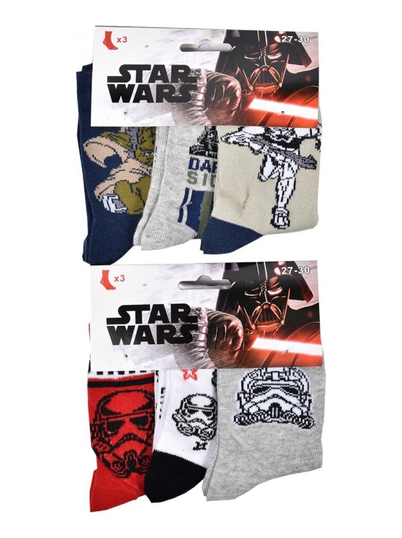 Chaussettes Pack Garçon STAR WARS - Pack de 6 Gris Rouge Blanc - Kiabi