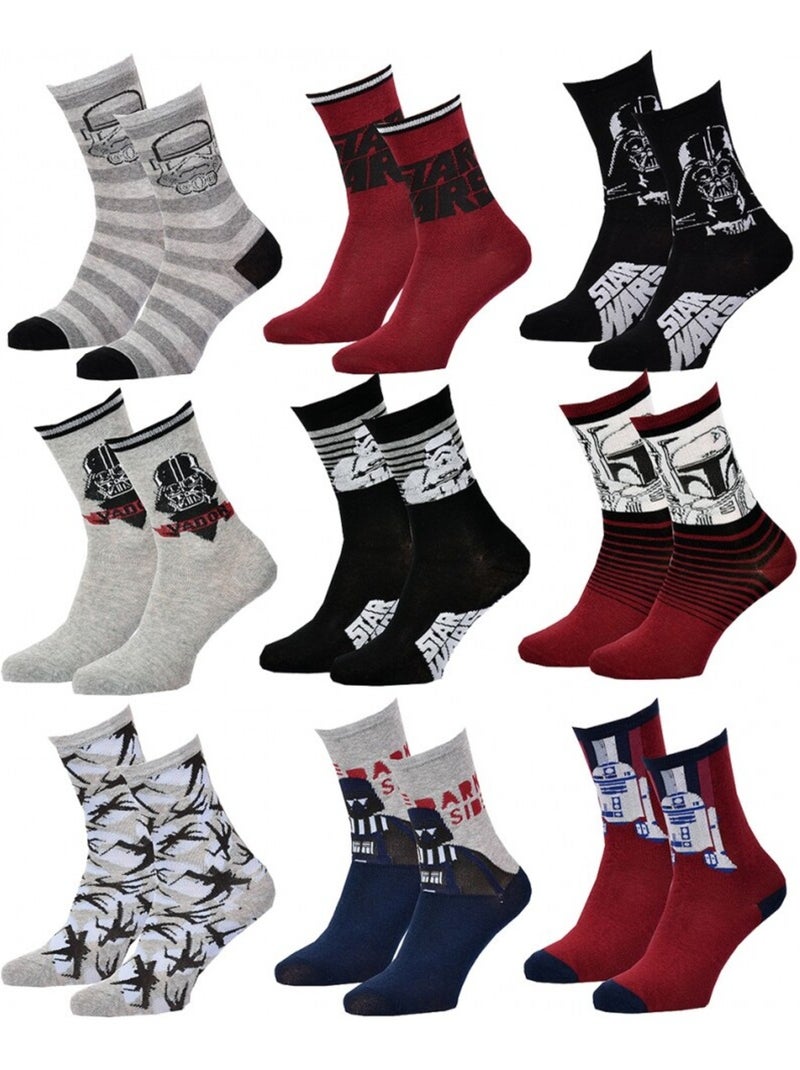 Chaussettes Pack Garçon STAR WARS - Pack de 9 Noir Gris Blanc Rouge - Kiabi