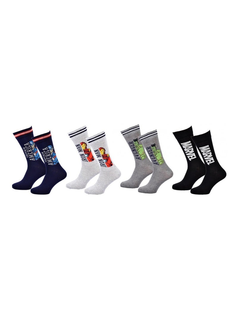 Chaussettes Pack HOMME AVENGERS - Pack de 4 Bleu Gris clair Noir - Kiabi