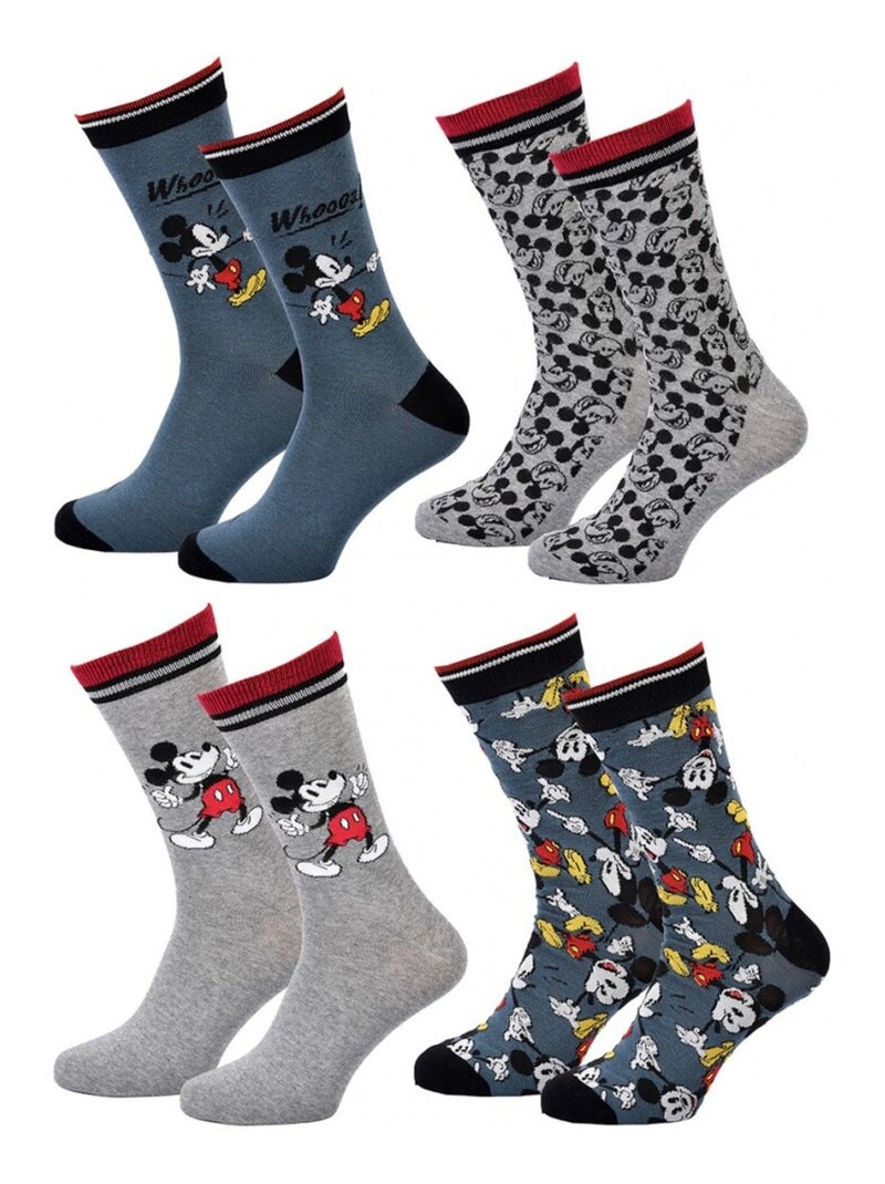 Chaussettes Pack Homme DISNEY MICKEY MOUSE - Pack de 4 Bleu Bleu Gris - Kiabi