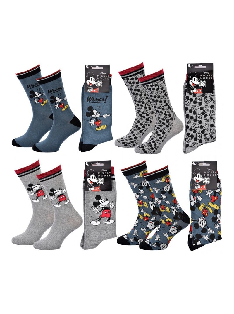 Chaussettes Pack Homme DISNEY MICKEY MOUSE - Pack de 4 Bleu Bleu Gris - Kiabi