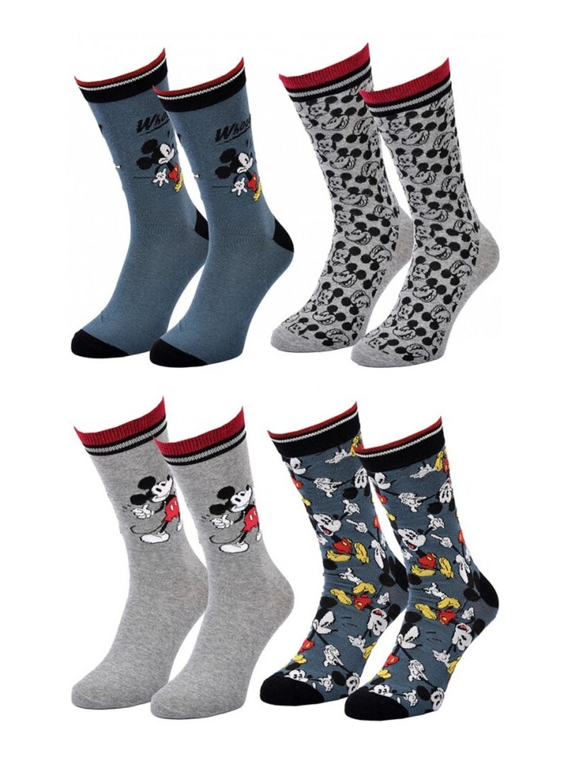Chaussettes Pack Homme DISNEY MICKEY MOUSE - Pack de 4 Bleu Bleu Gris - Kiabi