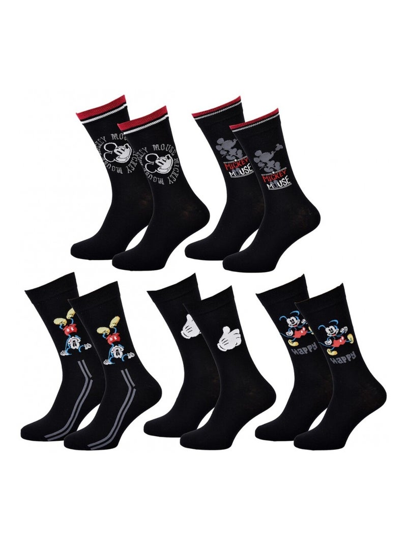 Chaussettes Pack Homme DISNEY MICKEY MOUSE - Pack de 5 Noir - Kiabi